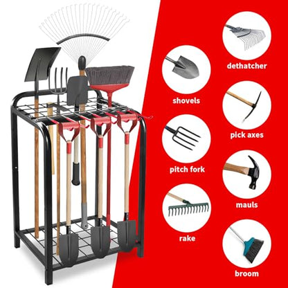 Trieez Heavy Duty Garden Tool Storage, Alloy Steel Garden Tool Organizer - Sturdy Metal Garden Tool Organizer for Garage, Tools, Shed, Yard Tool - WoodArtSupply