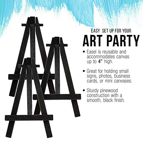 U.S. Art Supply 5" Mini Black Wood Display Easel - A-Frame Artist Painting Party Tripod Easel - Tabletop Holder Stand for Small Canvases, Kids U.S. Art Supply