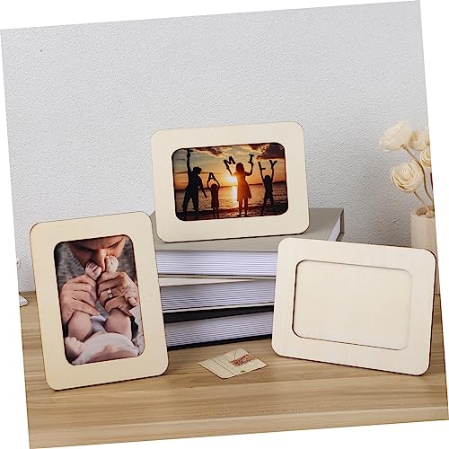 MAGICLULU 6Pcs 6 DIY art frame wooden clay decorate bulk stand wood DIY photo frame wooden picture frame postcard picture frame crafts unfinished MAGICLULU