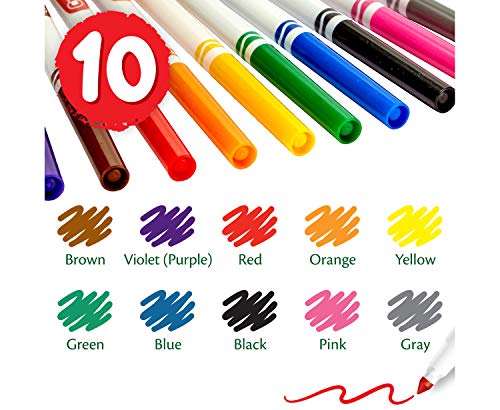 Crayola Fine Line Markers Bulk, 12 Marker Packs with 10 Colors, School Supplies