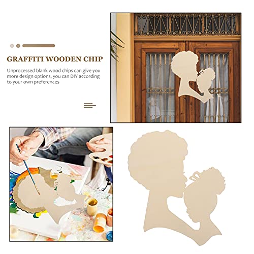 Healifty Mother's Day Wood Chips Unfinished Wood Cutout Women Face Wood Shape Wood Plywood Circles Unfinished Mother Gifts Circle Stencil Wood Tags Healifty