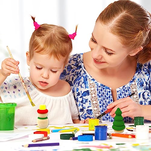 Honbay 12PCS Unfinished Wooden Christmas Tree Snowman Wood Christmas Ornaments Blank Woodn Peg Dolls for Art Painting Craft Projects HONBAY