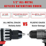 AOBEN 21V Cordless Hammer Drill, High Torque 1200 In-lbs, 1/2-Inch Power Hammer Drill Brushless, with 4.0Ah Li-ion Battery and Charger, Auxiliary AOBEN