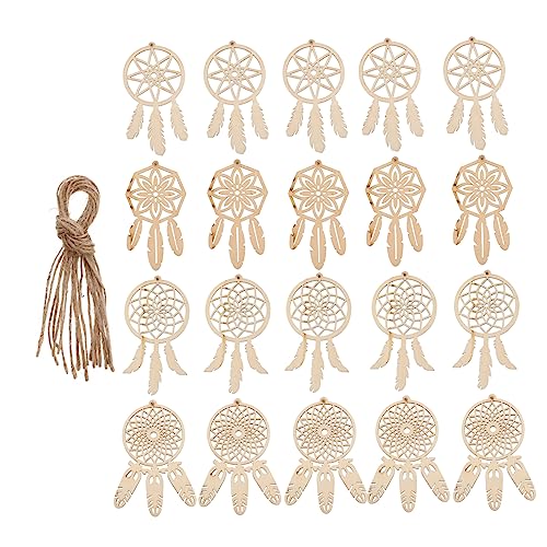 COHEALI 40pcs Wooden Dreamcatcher Arts and Crafts for Kids Dreamcatcher Kit Wood Crafts for Kids DIY Kits Wooden Hanging Ornaments Kit Unfinished