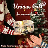 DIY Miniature Dollhouse Kit, Tiny House Model Kit with Music Box & LED Light & Dust Proof Cover, 1:24 Scale, 3D Wooden Puzzle for Adults, Handmade Hallisun