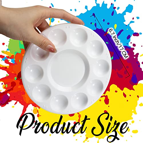 FANDAMEI 20 PCS Round Plastic Paint Tray Palettes, Paint Trays for Kids, Paint Palette Tray, Paint Palettes Paint Pallets with 10 Wells for Adults & Fandamei