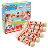 Creative Kids Wooden Reading Blocks - Set of 5 Spinning Alphabet Blocks w/ Easy-Grip Handles - Kindergarten Preschool Learning Activities Letter Work Creative Kids