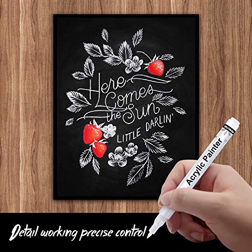 Paint Pens White Marker 6 Pack,0.7mm Acrylic White Permanent Marker,White Paint Pens for Rock Painting Stone Ceramic Glass Wood Plastic Glass Metal PHOSEA