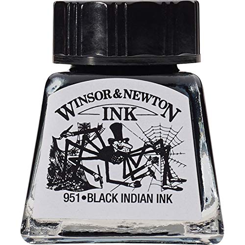 Winsor & Newton Drawing Ink, 14ml Bottle, Black Indian - WoodArtSupply