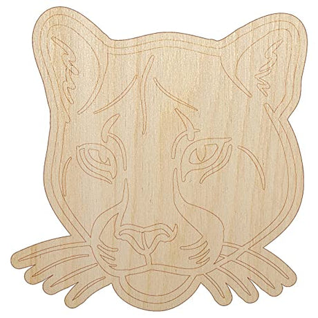 Cougar Head Mountain Lion Puma Unfinished Wood Shape Piece Cutout for DIY Craft Projects - 1/8 Inch Thick - 6.25 Inch Size Sniggle Sloth