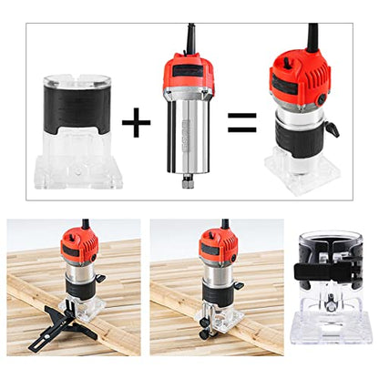 Micro Traders 2Pcs Woodworking Trimmer Router Base Compatible with Makita Router Transparent Trimming Machine Protection Cover Protective Shield