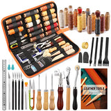 BUTUZE Leather Working Tools, Leather Tool Kit, Practical Leather Craft Kit with Waxed Thread Groover Awl Stitching Punch Hole for Leathercraft BUTUZE