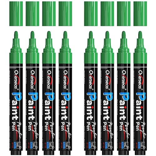 Overseas Green Paint Pens Paint Markers - Permanent Acrylic Markers 8 Pack, Water-Based, Quick Dry, Waterproof Paint Marker Pen for Rock, Wood, Overseas