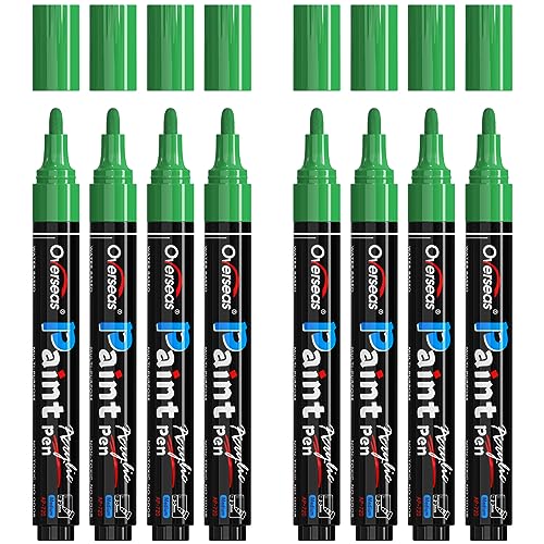 Overseas Green Paint Pens Paint Markers - Permanent Acrylic Markers 8 Pack, Water-Based, Quick Dry, Waterproof Paint Marker Pen for Rock, Wood,