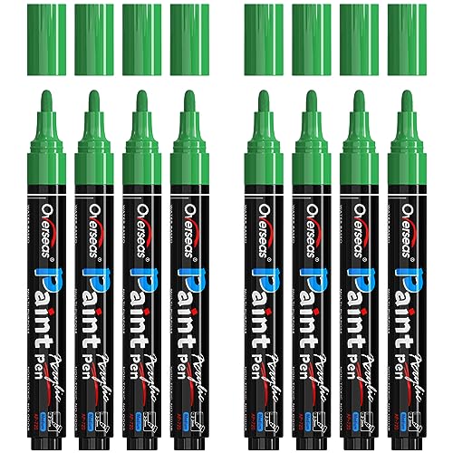 Overseas Green Paint Pens Paint Markers - Permanent Acrylic Markers 8 Pack, Water-Based, Quick Dry, Waterproof Paint Marker Pen for Rock, Wood, - WoodArtSupply