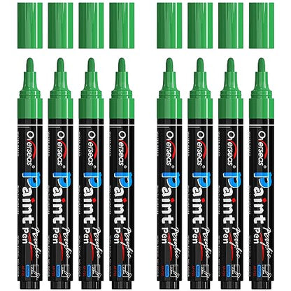 Overseas Green Paint Pens Paint Markers - Permanent Acrylic Markers 8 Pack, Water-Based, Quick Dry, Waterproof Paint Marker Pen for Rock, Wood,