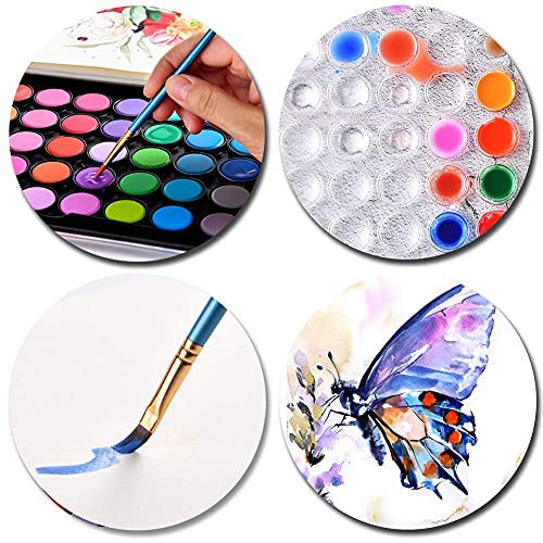 Upgraded 48 Colors Washable Watercolor Paint Set with 3 Brushes and Palette, Non-toxic Paints Sets for Kids, Adults, Beginners Artists, Make Your