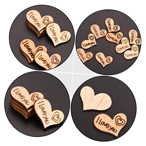 Yardenfun 200pcs Heart Shaped Wood Chips Wooden Embellishments Wood Heart Guest Book Heart Charm Unfinished Wooden Heart Cutouts Wood Discs for - WoodArtSupply