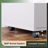 DEVAISE File Cabinet with Charging Station, 1 Drawer Rolling File Cabinet, Locking Filing Cabinet for Home Office, Printer Stand with Storage, White DEVAISE