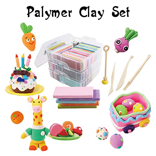 Tavolozza 60 Colors Polymer Clay Set, 1oz/Block Oven Bake with 19 Sculpting Clay Tools and 14 Kinds of Different Accessories, Non-Stick, Non-Toxic, Tavolozza Fine Arts