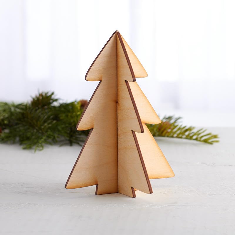 Factory Direct Craft Pack of 6 Unfinished Wooden Standing Christmas Trees - Wood Trees for Fall Crafts and DIY Holiday Table Favors - Made in USA - WoodArtSupply