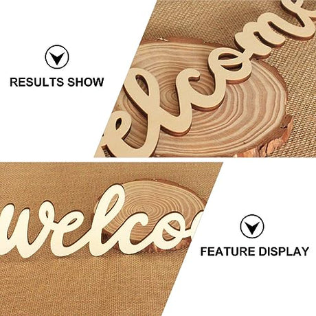 Amosfun Vintage Decor 10pcs welcome wood cutout letters for sign wooden unfinished- Welcome Door Signs Decorative Wood Hanging Door- Sign with 10pcs Amosfun