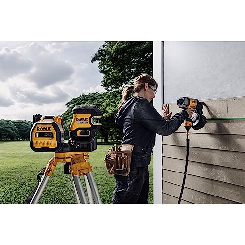 DEWALT 20V/12V MAX Laser Level, Cross Line Laser and 5 Spot Laser, Green, Bare Tool Only (DCLE34520GB),Yellow - WoodArtSupply