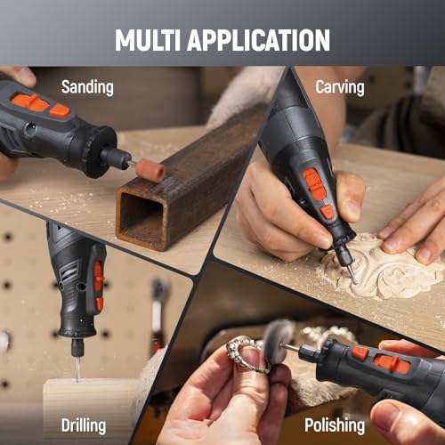 DEPSTECH Cordless Rotary Tool Kit, 8V 2.5Ah Larger Battery, 5-Speed 30000RPM Max, LED Work Light, Power Multi Tool 47Pcs Durable Accessories Set for DEPSTECH