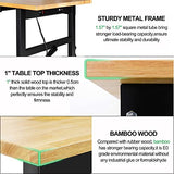 59" Bamboo Wood Garage Workbench w/Power Outlets & Drawer,Adjustable Height 25.4"-35.2",Multifunctional Workstation on Wheels 2000 Lbs Commercial RELIANCER