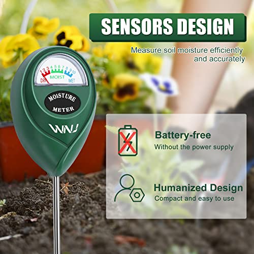 2 Pack Soil Moisture Meter, Plant Water Monitor, Lawn Moisture Meter，Soil Hygrometer Sensor for Gardening, Farming, Indoor and Outdoor Plants WNJ