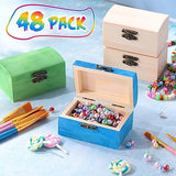 Chumia 48 Pcs Unfinished Wooden Craft Boxes with 40 Paintbrushes Small Wooden Boxes Treasure Chest with Lid and Clasp Wood Storage Box for DIY Baby Chumia