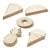 Elecrelive 25pcs Natural Unfinished Wooden Cutouts Ornaments Watermelon Ice Cream Pizza Pineapple Doughnut Blank Wood Slice Pieces for DIY Art Crafts EEE ELECRELIVE