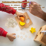 AKOAK 50 Pcs Wooden Gear, Blank Wooden DIY Craft Pieces, Wood Chip Paper-Cut Gift Labels, Unfinished Gear Decoration Cards DIY Craft Jewelry Making AKOAK