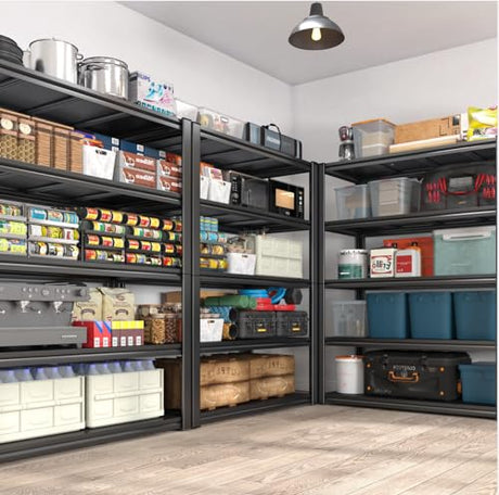 Raybee 72''H Garage Shelving Heavy Duty Garage Storage Shelves Load 2000 LBS Adjustable Metal Shelves for Storage 5 Tier Storage Rack for Warehouse Raybee