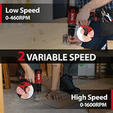 DCK Brushless Drill Set, 310 in.lbs，12V Max Cordless Drill with 2.0Ah Battery, 3/8’’ Keyless Chuck, 2 Variable Speeds, 20+1 Torque Power Tool Kit for DCK