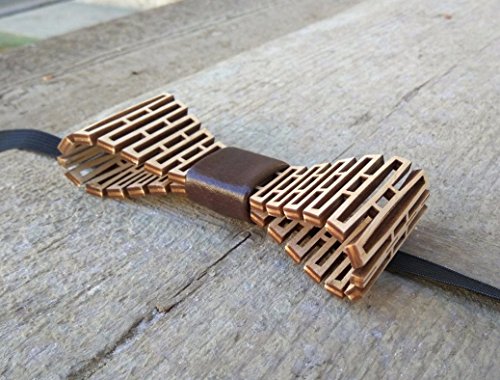 HatynkaUA Mens Wooden Bow Tie - 3D Unique Design Holiday Wedding Wood Bowtie- Necktie for Men HatynkaUA