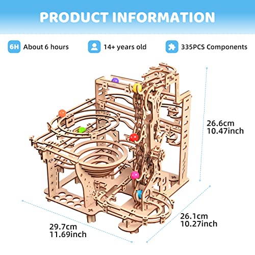 3D Wooden Marble Run Puzzle Kit - Mechanical Model for Adults, Brain Teaser and DIY Hobby Assembly eaclqins