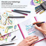 ARTEZA Felt Tip Pens, Set of 12 Bright Brush Tip Calligraphy Pens for Note Taking, Sketching, Cross-Hatching, and Outlining, Dye-Based Ink, ARTEZA