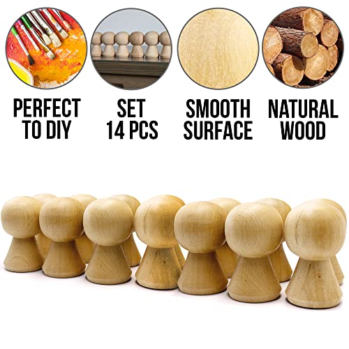 Wooden Peg Dolls Unfinished 2.4'' Lot of 14 pcs - Unfinished Wooden Pegs Female Doll Body for Crafts - Blank Wooden Pegs - Wooden Figurines for AEVVV
