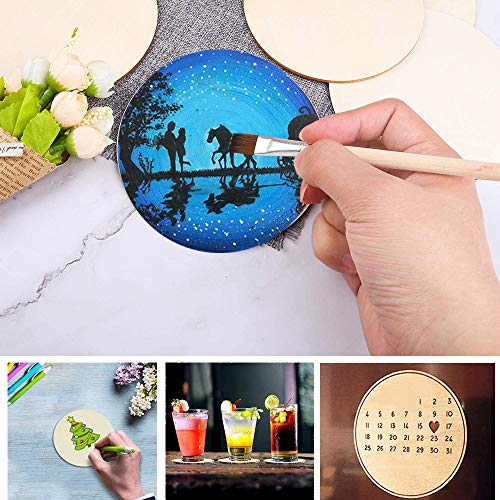 WLIANG 25 Pcs 4 Inch Unfinished Round Disc Cutouts, 1/9 Inch Blank Round Wood Circles for DIY Crafts, Painting, Staining, Coasters Making, Home WLIANG