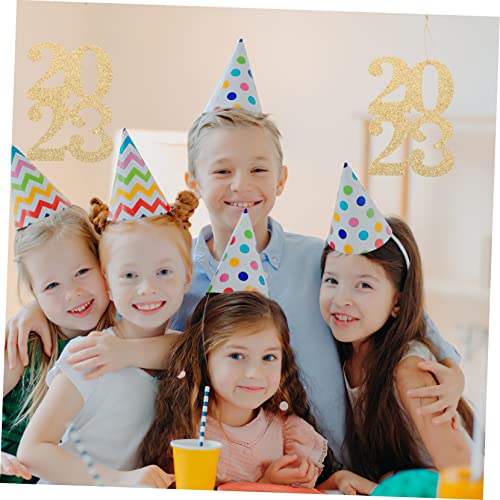 VOSAREA 24pcs 2023 2023 Graduation Ornament New Year Decors Blue Confetti Glitter Class of 2023 Cutout Glitter VOSAREA