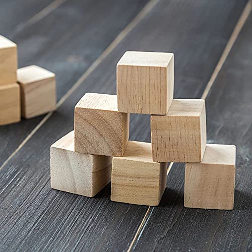 50 Pcs Wooden Cubes, Natural Wood Square Cubes Unfinished Wood Blocks, Hardwood Blocks for Puzzle Making Crafts DIY Projects(1x1x1cm) - WoodArtSupply