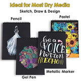 Dyvicl Black Paper Pad 5.5"x8.5" Sketch Book, 35 Sheets (90 lb/150gsm), Spiral Black Sketchbook Drawing Paper for Pencil, Pastel, White Ink Gel Pen, Dyvicl