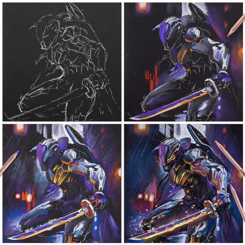 LIGHTWISH Professional Colored Charcoal Pencils,24 Colors Pastel Chalk Pencils Set in Gift Metal Box,for Beginners Adults Artists Shading Drawing LIGHTWISH