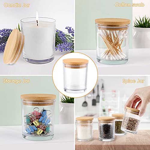 JuneHeart 15 Pack 6 OZ Frosted Candle Jars for Making Candles, Empty Glass  Candle Jars with Bamboo Lids, Candle Containers with Blank Label & 50