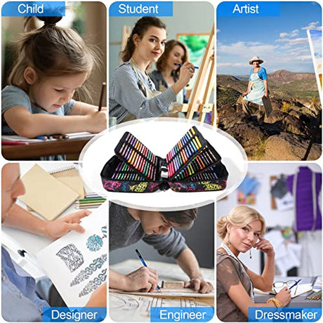 H & B 120-Color Colored Pencils Set with Coloring Book, Eraser, and Sharpener - Perfect for Drawing and Coloring - Soft Oil-Based Cores Ideal for H & B