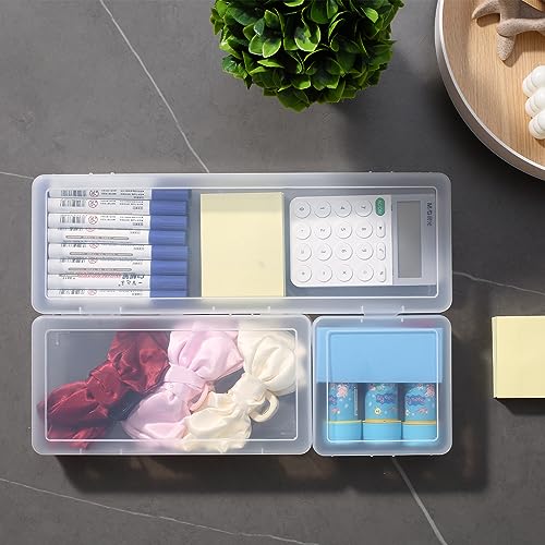 novelinks Stackable Plastic Clear Storage Box Containers with Latching Lid - Art Craft Supply Organizer Storage Containers for Pencil Box, Lego, novelinks