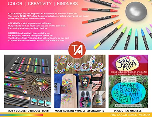 TOOLI-ART 22 Acrylic Paint Markers Paint Pens Pro Color Series Set 3mm Medium Tip for Rock Painting, Glass, Mugs, Wood, Metal, Glass Paint, Canvas, TOOLI-ART