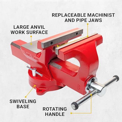 Yost Vises ADI-8 Heavy Duty Vise | 130,000 PSI Tensile Strength Austempered Ductile Iron Bench Vise | 8 Inch Jaw Width with a 360 Degrees Yost Vises