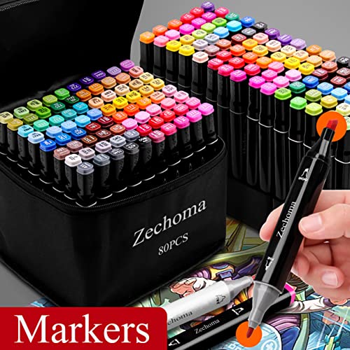 ZECHOMA 80 Colors Alcohol Markers Artist Drawing Art Dual Tip Markers –  WoodArtSupply